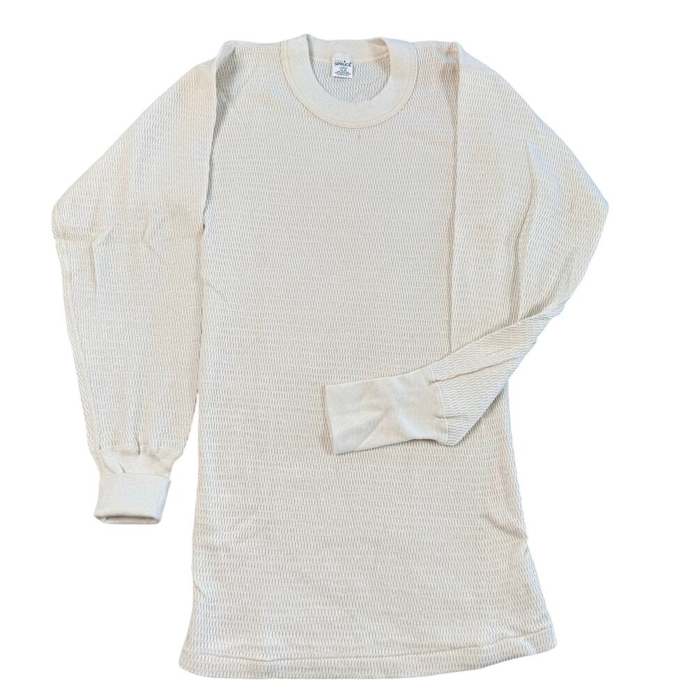 Mayo Spruce Waffle Knit Thermal Top Men's L Ivory Crew Neck NWOT
